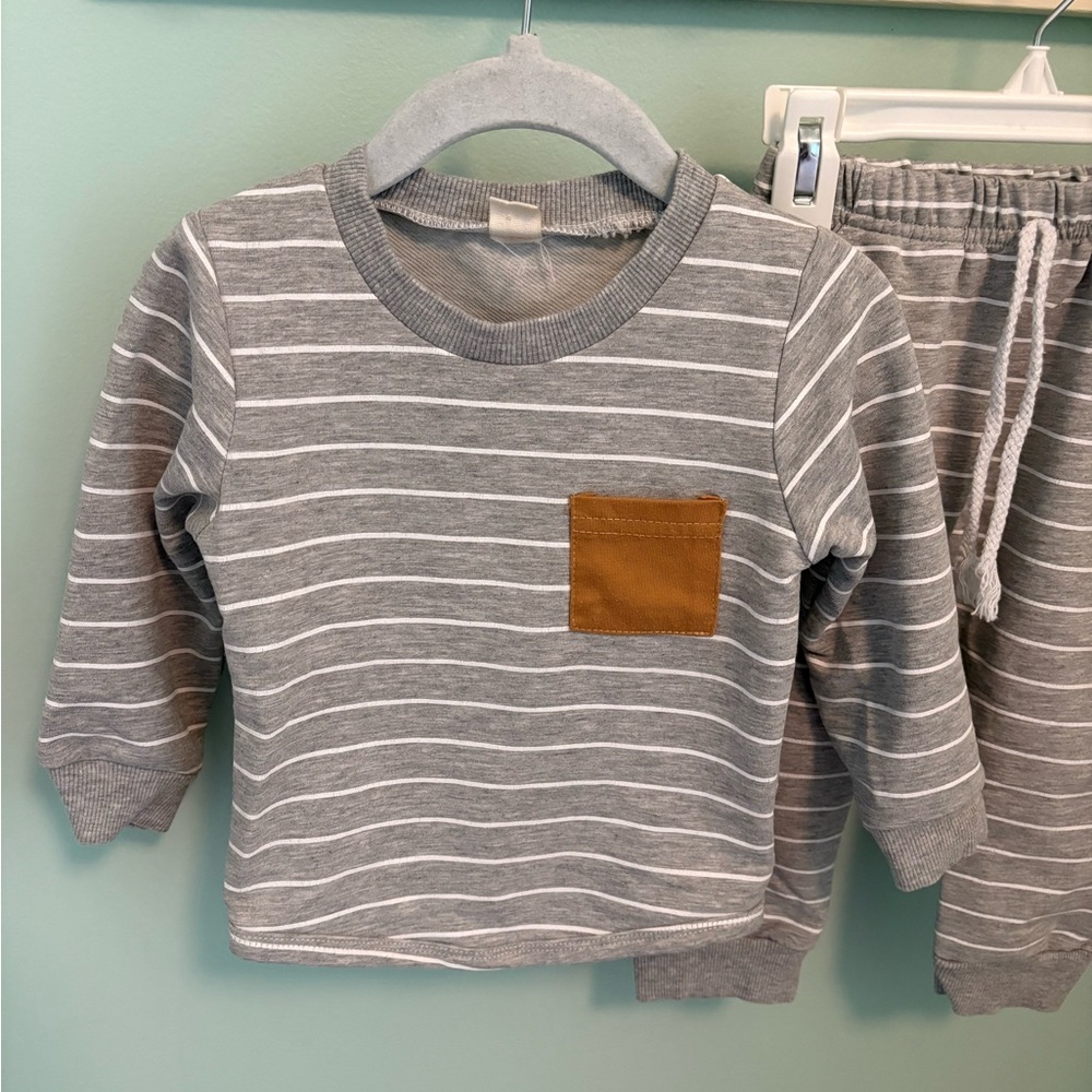Grey Striped Matching Set - Picture 2 of 5